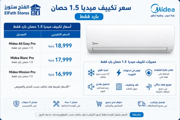 سعر تكييف ميديا 1.5 حصان بارد