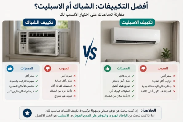 افضل التكيفات الشباك ام الاسبليت